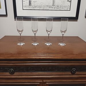 SAKS FIFTH AVENUE FLUTES SILVER AND CRYSTAL